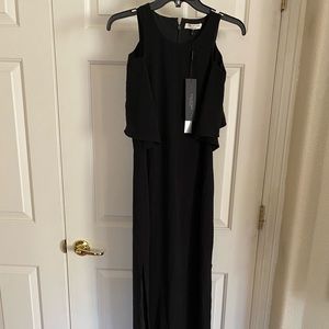 Halston Heritage side slit crepe dress